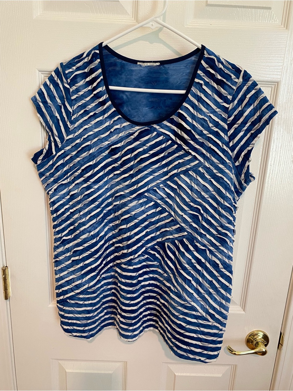 Blue Striped Short Sleeve Women’s Top